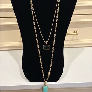 Chico’s double necklace and matching earrings, colorful